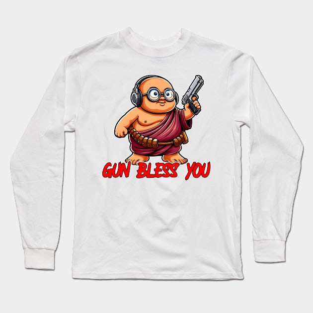 Gun Bless You Long Sleeve T-Shirt by Rawlifegraphic